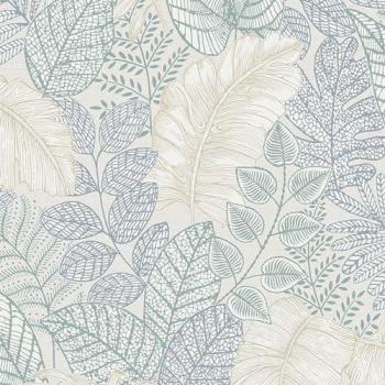 Duck Egg Blue Scattered Leaves Wallpaper - Easy Paste The Wall Floral Design