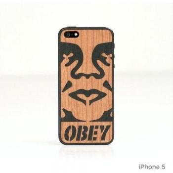 Lazerwood 22160 Obey - Pegatina para para Apple iPhone 5 y 5S, madera, incluye protector de pantalla