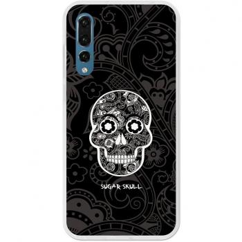 Funda Gel para Huawei P20 Pro, Carcasa TPU Flexible fabricada con la mejor Silicona, protege y se adapta a la perfección a tu Smartphone y con nuestro exclusivo diseño German Tech® - Calavera de Azúcar Negra.