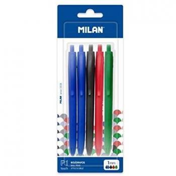 MILAN Bolígrafos P1 Touch, 1 Negro, 1 Rojo y 1 Verde, 5 Unidad