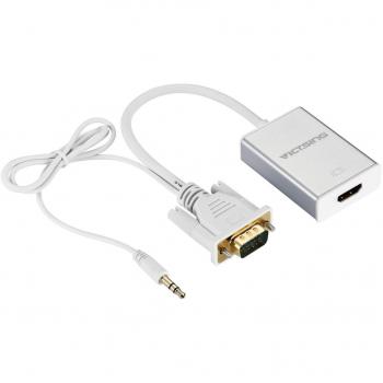 Conversor VGA a HDMI de VicTsing, Adaptador vga hdmi convertidor Cable con Audio y USB para TV, Portátil,Smart TV Box Portátil, Resolución de 720P/1080P