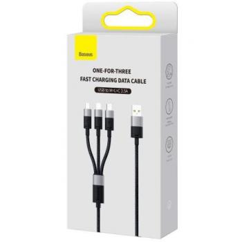 Baseus StarSpeed Cable de Datos de Carga Rápida 1 por 3 USB a M+L+C