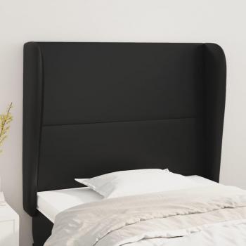Cabecero de oreja negro en cuero sintético 93x23x111/128 cm