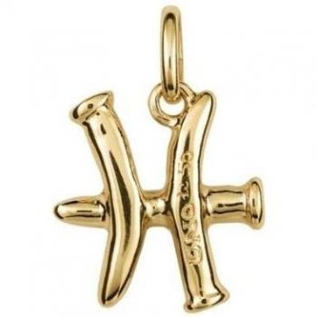 UNO de 50 Elegant Golden Pisces Sign Charm - Metal Alloy with Silver Plating
