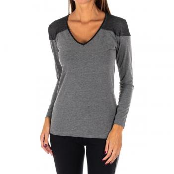 Camiseta exterior manga larga cuello en pico DB756 mujer Rossoporpora