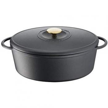 Cacerola Ovalada Tefal Heritage de Hierro Fundido 34x26cm - 7,2L - Compatible con Inducción - Color Negro