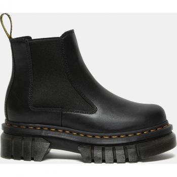 Dr. Martens Women's Audrick Chelsea Ankle Boots - Black Leather with Platform and Stitch Detail