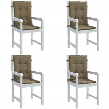 Cojines para silla con respaldo bajo 4 piezas Tejido Tortorora Mélange, tela taupe melange, dimensiones 100x50x4 cm
