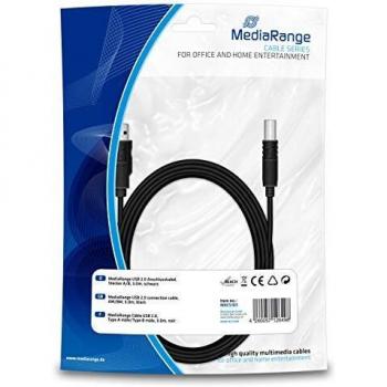 MediaRange Cable USB A/B 3m MRCS103 USB 2.0 Negro