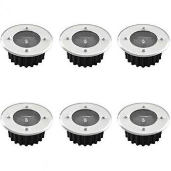 vidaXL 6x Solar Ground Spot Round Outdoor Garden Built-in Recessed Light Lamp