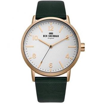 Ben Sherman Men's Big Portobello Herringbone Watch - 45mm Quartz with Brown Leather Strap