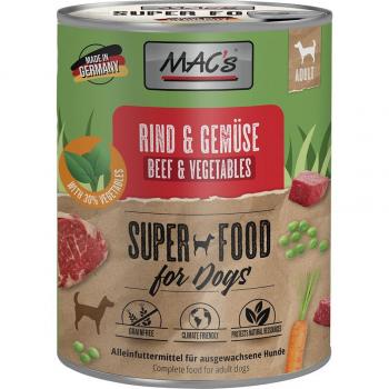 MAC's comida húmeda para perros 24 x 800 g - Pack económico - Vaca e legumes