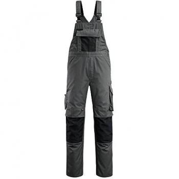 Pantalón de Trabajos con Tirantes Mascot Augsburg 90C46, Color Gris Oscuro/Negro, Con Bolsillos para Rodilleras