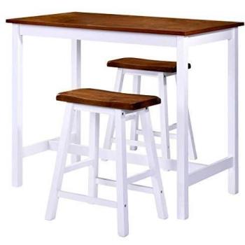 vidaXL Set Mesa Taburete Bar 3 Pzas Madera Muebles Asiento Mesilla Banco Salón