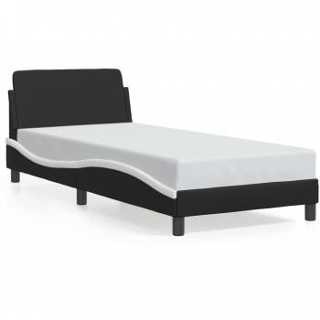 Cama sin colchón con cabecero negro y blanco 90x190 cm en cuero sintético vidaXL