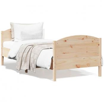 Cama sin colchón 75x190 cm en madera maciza de pino con cabecero, estructura de cama Vidaxl Marrón