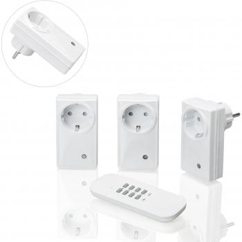SAFEPRINT 2home ® alta calidad – Juego de enchufes – 3 enchufes adaptador + Mando a distancia transportarla a – /Apagar el enchufe por radio