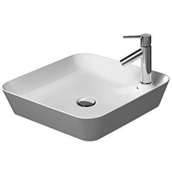 Lavabo sobre encimera Duravit Cape Cod 46 x 46 cm, con agujero para grifería, sin desbordamiento, color blanco semibrillante