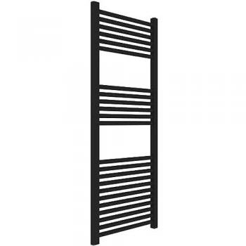 Radiador toallero hidráulico negro mate 120 x 50 cm con kit de montaje y válvula termoestabilizadora ERCOS Ópera