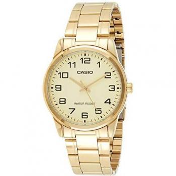 Casio Men's Analog Watch MTP-V001G-9B, 38mm Yellow Gold Stainless Steel
