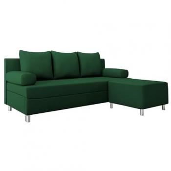 Conjunto de muebles tapizado Comfivo 108, sofá cama con función de descanso y caja de ropa de cama, color verde, tapiz Manila 35