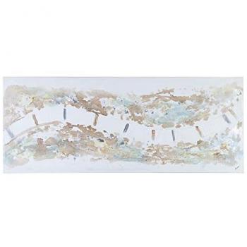 Cuadro Abstracto de Lienzo Blanco y Beige 150 x 60 x 3,5 cm
