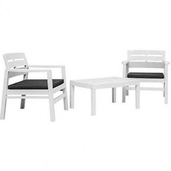 3-Piece White Plastic Garden Lounge Set