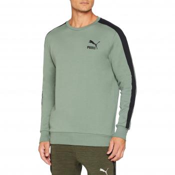 Puma Classics T7 Logo Crew FL Sweatshirt, Hombre, Laurel Wreath, XXL