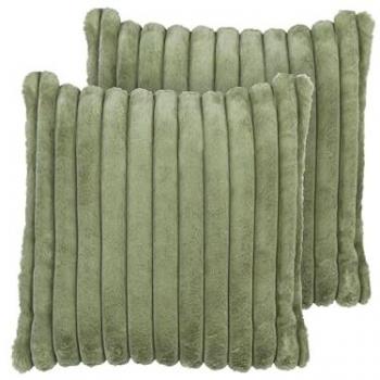 Conjunto de 2 cojines decorativos de tela suave 45 x 45 cm verde Rakya