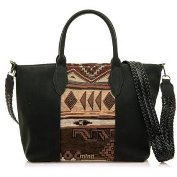 Bolso de mano MTNG Badin negro casual con cierre cremallera y asa trenzada