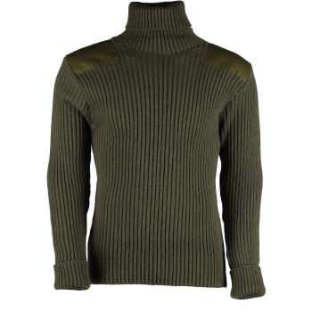 100% lana acanalado Jersey. Rollo Cuello con parches. Al aire libre, uniforme, seguridad, # 12999 verde verde oliva XXXXL