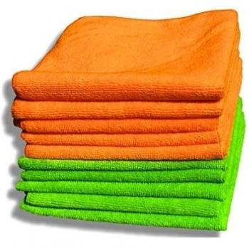 Paquete de 10 paños de microfibras naranja y verde de calidad premium - Grandes 40cm x 40cm