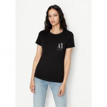 Armani Exchange Women's Casual Short Sleeve T-Shirt Black XS 100% Cotton