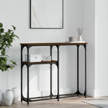 Mesa Consola Premium de Madera de Ingeniería Marrón Roble 90x22,5x75 cm