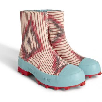 CAMPERLAB Traktori Ankle Boots for Men - Beige, Burgundy, Red, Size 39, Cotton Fabric