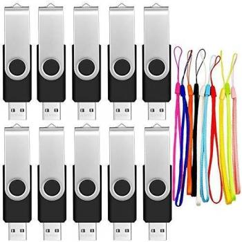 10 Piezas Pendrives 256MB Memoria USB 2.0 Negro Giratorio USB Flash Drive Pequeña Capacidad 256 MB Pen Drive para Regalo Promocional Llave USB Almacenamiento con 10 Unidades Cuerdas by FEBNISCTE