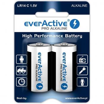 EverActive Pro LR14 C - Pack de 2 Pilas alcalinas 1,5V, Alta Potencia, Durabilidad de 10 años (2 Unidades)