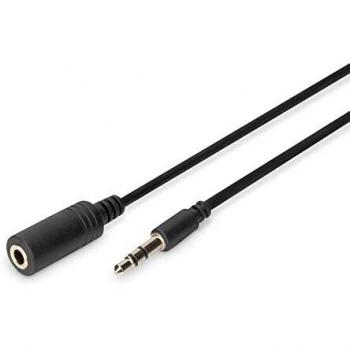 Digitus AK-510200-030-S Cable de Extensión de Audio Estéreo 2.5m, Conector 3.5mm Macho a Hembra, Color Negro