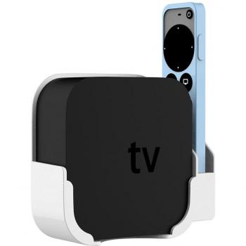 Soporte de Montaje en Pared para Apple TV con Base de Almacenamiento Fácil de Instalar para Mando a Distancia del Reproductor Multimedia