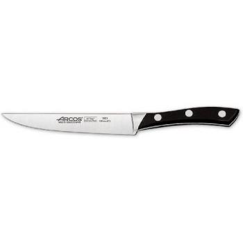 Arcos Serie Terranova, Cuchillo de Verduras, Hoja de Acero Inoxidable Forjado Nitrum 125 mm, Mango de Polioximetileno, POM color Negro