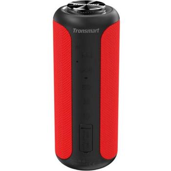 Tronsmart T6 Plus Upgraded Altavoz Bluetooth Portátil 40W, Sonido 360º, Resistencia al Agua IPX6, TWS, NFC, Color Negro y Rojo, Producto Premium