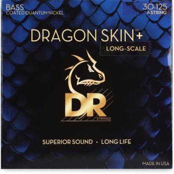 DR Strings Dragon Skin+ Coated 6-String Bass Strings Medium Gauge 30-125