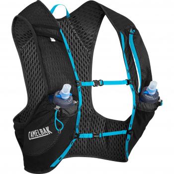 CamelBak Nano 17 - Mochila de hidratación tipo chaleco con Quick Stow Flask, color azul atómico, talla M, 2018