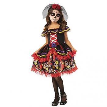Disfraz Infantil Catrina Deluxe con Tocado y Vestido Negro de Tul para Niña (5-7 años)