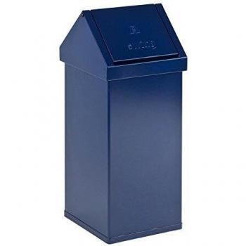 Contenedor de Basura con Tapa Basculante 55L, Aluminio Azul, Dimensiones 300x770x300 mm