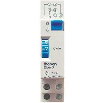 Minutería Electromecánica de Escalera ELPA 8, Temporización Ajustable de 1 a 7 Minutos, 4 Conductores, Compatible con Rail DIN