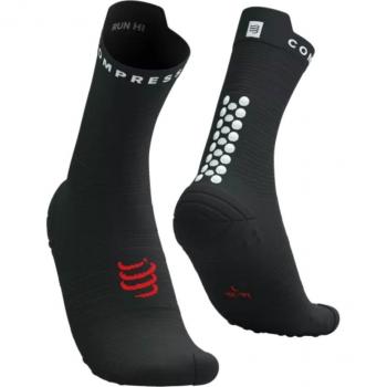 Calcetines de running Compressport Pro Racing V4.0 Run High negros y rojos, talla 4