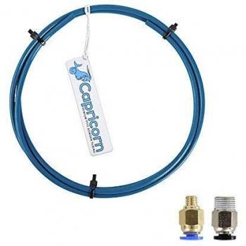 Capricorn Bowden Tubo de PTFE 1 Metro Tubo de Teflón con 1 Conector Neumático PC4-M6 y 1 Conector PC4-M10 para Impresora 3D Filamento de 1,75 mm