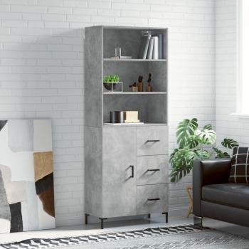 Aparador alto de madera contrachapada gris hormigón 69,5x34x180 cm