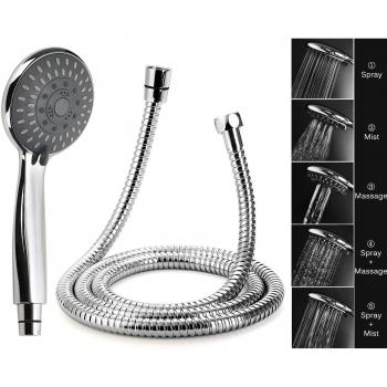 Alcachofa de Ducha Alta Presion, CompraFun Cabezal de Ducha de Mano Ahorro de Agua, 3 Modos de ducha, Fácil de Instalar G1 / 2 Ajuste Universal Alcachofa Ducha con Elemento Filtrant